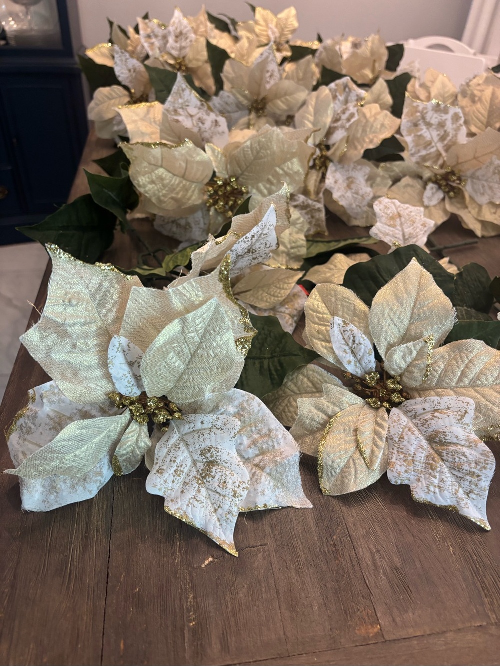 27 Gold Poinsettia Christmas Stems/Picks